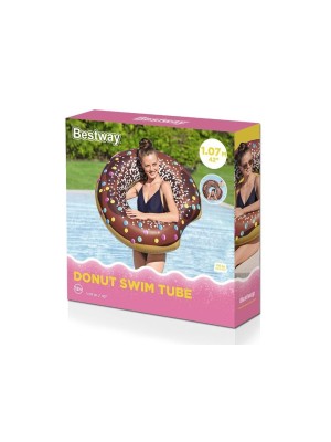Boia circular donut inflável 107cm colorida para piscina, praia e lazer no verão