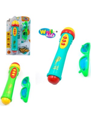 Microfone Infantil Stark com Óculos de Sol Brinquedo Musical Interativo com Som, Luz e Diversão para Crianças a partir de 3 Anos