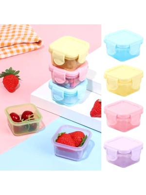 Pote 126ml Kit com 4 Peças Plástico com Tampa 5x8,5x8,5cm para Alimentos Temperos e Organização