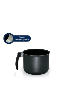 Leiteira nº14 preta/preta 140mm com cabo resistente ideal para leite café chá e aquecimento diário