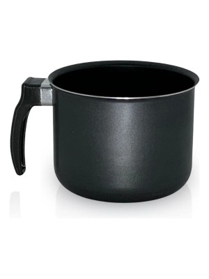 Leiteira nº14 preta/preta 140mm com cabo resistente ideal para leite café chá e aquecimento diário