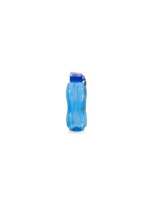 Squeeze 600ml Flip Top Azul Transparente Garrafa Plástica Reutilizável com Tampa Antivazamento Ideal para Academia, Escola, Trabalho e Uso Diário