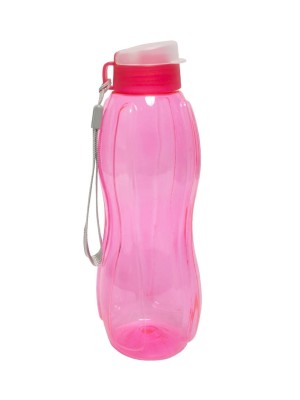 Squeeze 600ml Flip Top Rosa Transparente Garrafa Plástica Reutilizável com Tampa Antivazamento Ideal para Academia, Escola, Trabalho e Uso Diário