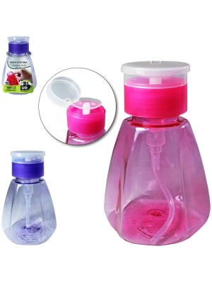 Porta Acetona 200ml de Plástico Dispenser Profissional com Válvula Pump Ideal para Salão de Beleza, Manicure, Pedicure e Uso Cosmético
