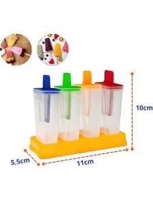 Forma de Picolé Sorvetinho com 4 Formas Plástico Reutilizável Ideal para Sorvete Caseiro, Geladinho, Sucos Naturais e Sobremesas Geladas