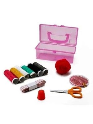 Kit Costura Completo C/11 Peças Portátil com Estojo Organizador Linhas Agulhas Tesoura Ideal para Viagem e Reparos Rápidos