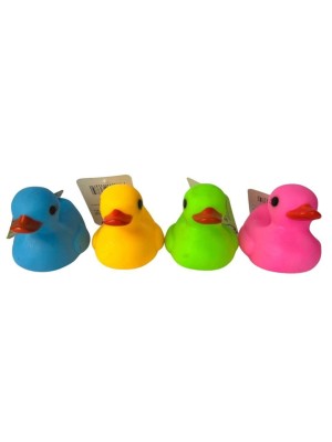 Mordedor Pet Vinil 9cm Patinho com Apito Brinquedo para Cachorro Colorido Livre BPA Interativo Anti Estresse para Cães Pequenos e Médios