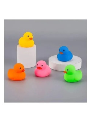 Mordedor Pet Vinil 9cm Patinho com Apito Brinquedo para Cachorro Colorido Livre BPA Interativo Anti Estresse para Cães Pequenos e Médios