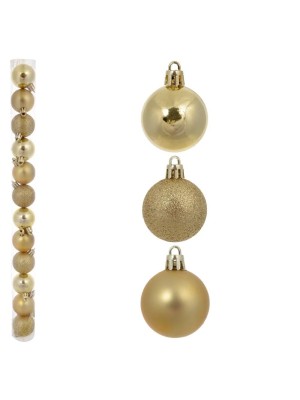 Bola Mista Natalina Champagne Com 12 Peças 5CM Kit Enfeites Decorativos Para Árvore de Natal Guirlanda Festa Natalina Luxo Fosca Glitter Brilhante
