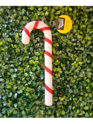Bengala Pendente Decorativa Natalina 22CM Com Glitter Enfeite Para Árvore de Natal Guirlanda Festa Natalina Decoração Temática Natal