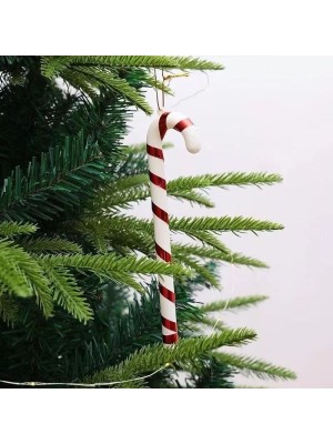 Enfeite Bengala Noel Kit Com 2 Peças 17cm Decoração Natalina Vermelho e Branco Para Árvore de Natal Guirlanda Arranjos Festas e Ambientes Decorativos