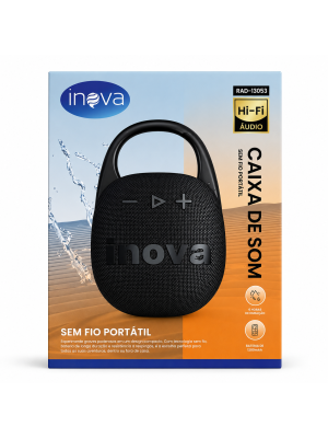 Caixa de Som Bluetooth Sem Fio Portátil Inova IPX6 com Bateria 500mAh Áudio Hi-Fi Resistente à Água para Celular Android e iPhone