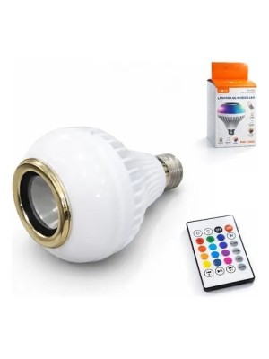Lâmpada de Música LED 12W Bluetooth Inova RAD-12689 RGB com Alto-Falante Integrado, Controle Remoto e Alcance de 10 Metros