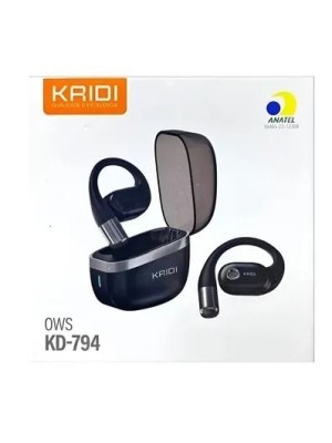 Fone de Ouvido Bluetooth Sem Fio KD-794 TWS com Estojo Carregador, Gancho Auricular, Som Estéreo e Compatível com Android e iPhone