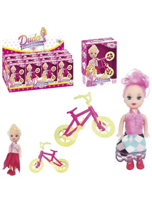 BONECA DUDA PASSEIO DE BICICLETA 16CM UN. WELLMIX