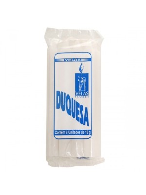 Vela Duquesa Branca 18g 1,4x14cm com 8 Unidades – Velas Tradicionais para Oração, Cerimônias, Decoração e Emergências