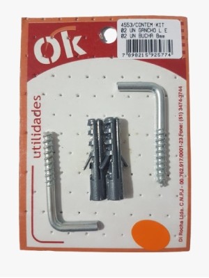 OK GANCHO L C/BUCHAS 8MM C/4 UN.