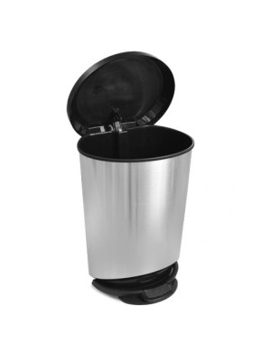 LIXEIRA C/PEDAL E BORDA 45LTS LABEL INOX