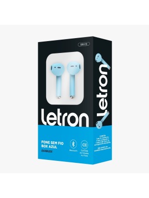 FONE SEM FIO BOX AZUL EARBUDS BLUETOOTH LETRON UN.