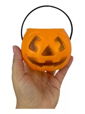 Mini Caldeirão Abóbora Laranja Decoração de Halloween Porta-Doces e Lembrancinhas