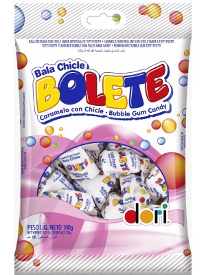 Bala Bolete Tutti Frutti 100g Embaladas Individualmente Doces Coloridos para Festa, Lembrancinha e Revenda