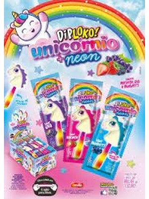 PIRULITO DIPLOKO NEON UNICORNIO CX C/30 UNDS 300G SABOR FRUTAS SORTIDAS DANILLA