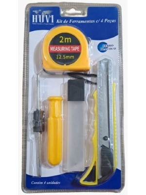 FERRAMENTA KIT 4PCS TRENA/FENDA-PHILIPS/ESTILETE/REFIL UN.