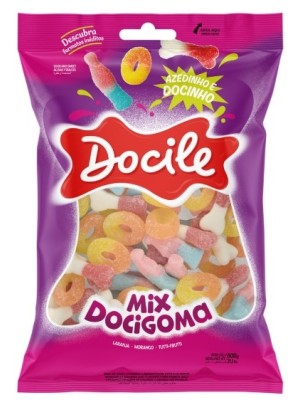 BALA DE GOMA MIX AZEDINHAS E DOCINHAS 600G UN. DOCILE
