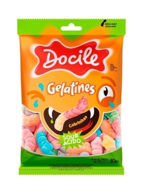 BALA DE GELATINA GELATINES COBRINHAS CITRICAS 80G UN. DOCILE