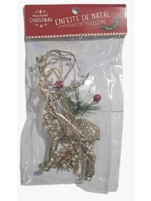 ENFEITE NATAL RENA C/ NEVE 15X10CM UN. MULTIART