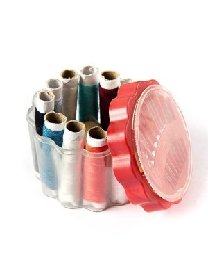 Kit Costura Completo C/12 Peças Portátil com Estojo Organizador Linhas Agulhas Tesoura Ideal para Viagem Reparos Rápidos