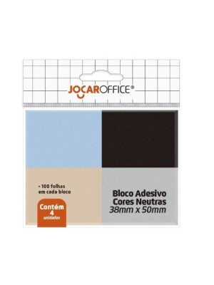 BLOCO ADESIVO CORES NEUTRAS 38X50MM BLISTER C/4 BLOCOS 100FOLHAS CADA UND.