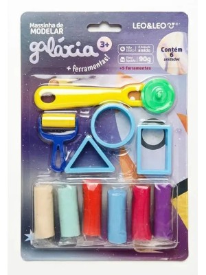MASSA DE MODELAR KIT GALAXIA C/6 CORES 5 MOLDES UN.